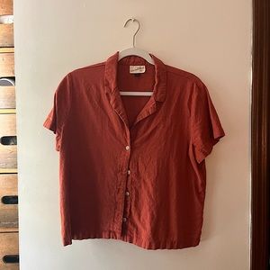 Women's Short Sleeve Button-Down Shirt - Universal Thread™ Rust L